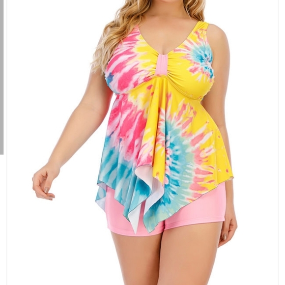esprlia Other - Esprlia Plus Size Tie Dye Print Handkerchief Hem Tankini US 18W